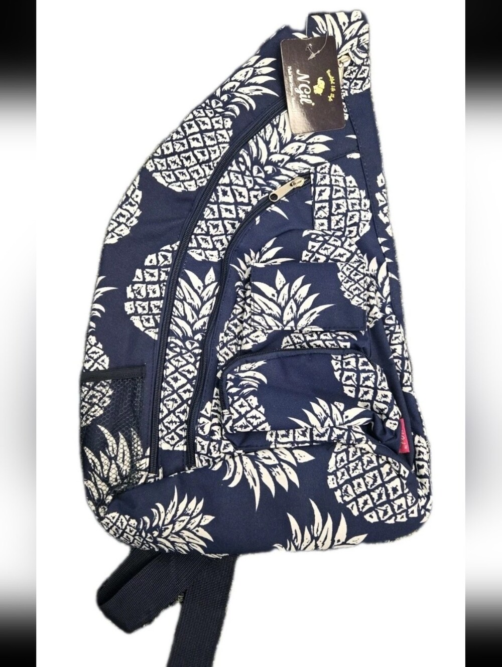Navy Pineapple Print Crossbody Bag